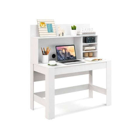 Computer Desk With Bookshelf And Cable Management Hole