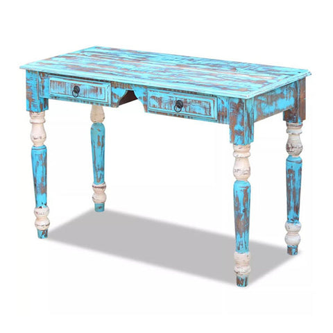 Desk Solid Reclaimed Wood Blue 110X50X76Cm