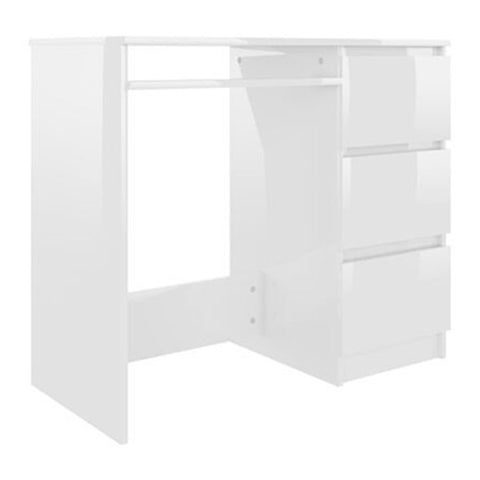 Desk High Gloss White 90X45X76 Cm Chipboard