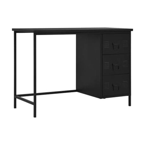 Desk With Drawers Industrial Black 120X55X75 Cm Steel