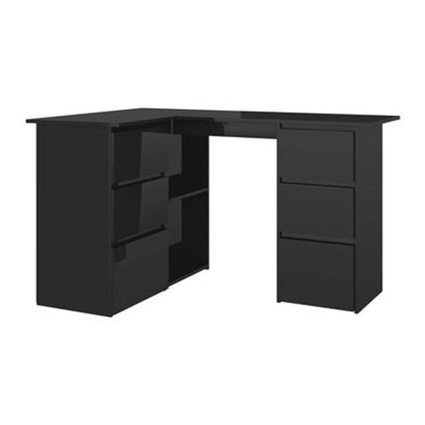 Corner Desk High Gloss Black 145X100X76 Cm Chipboard