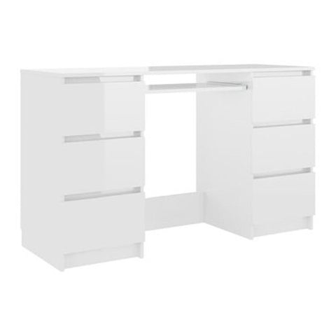 Writing Desk High Gloss White 140X50X77 Cm Chipboard