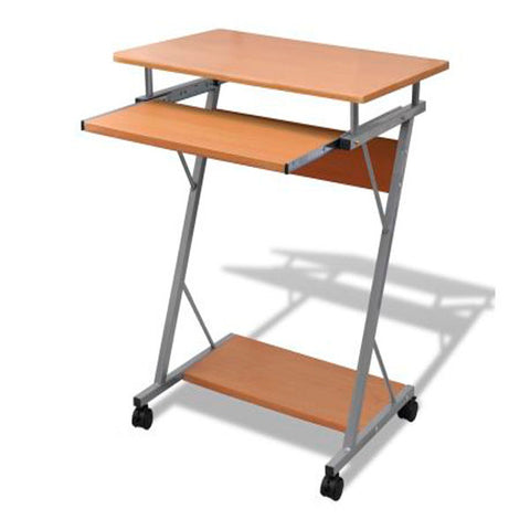 Computer Desk Pull Out Tray Brown Furniture Office Student Table