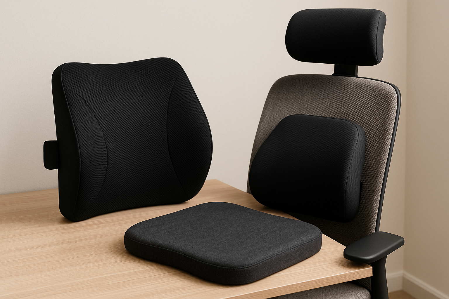 Ergonomic chair supports and cushions for home offices