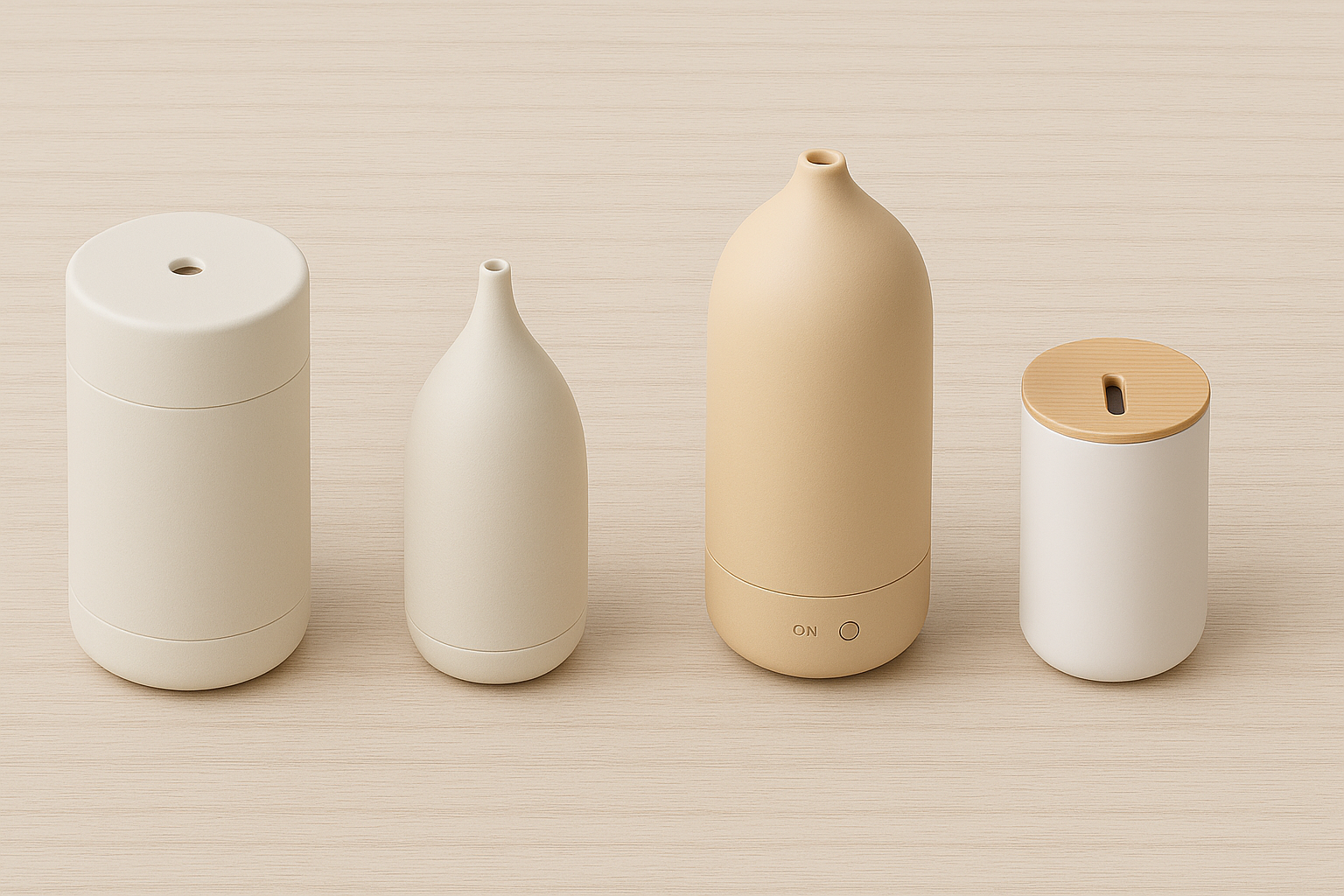 Minimalist desk diffusers and humidifiers for home office wellbeing