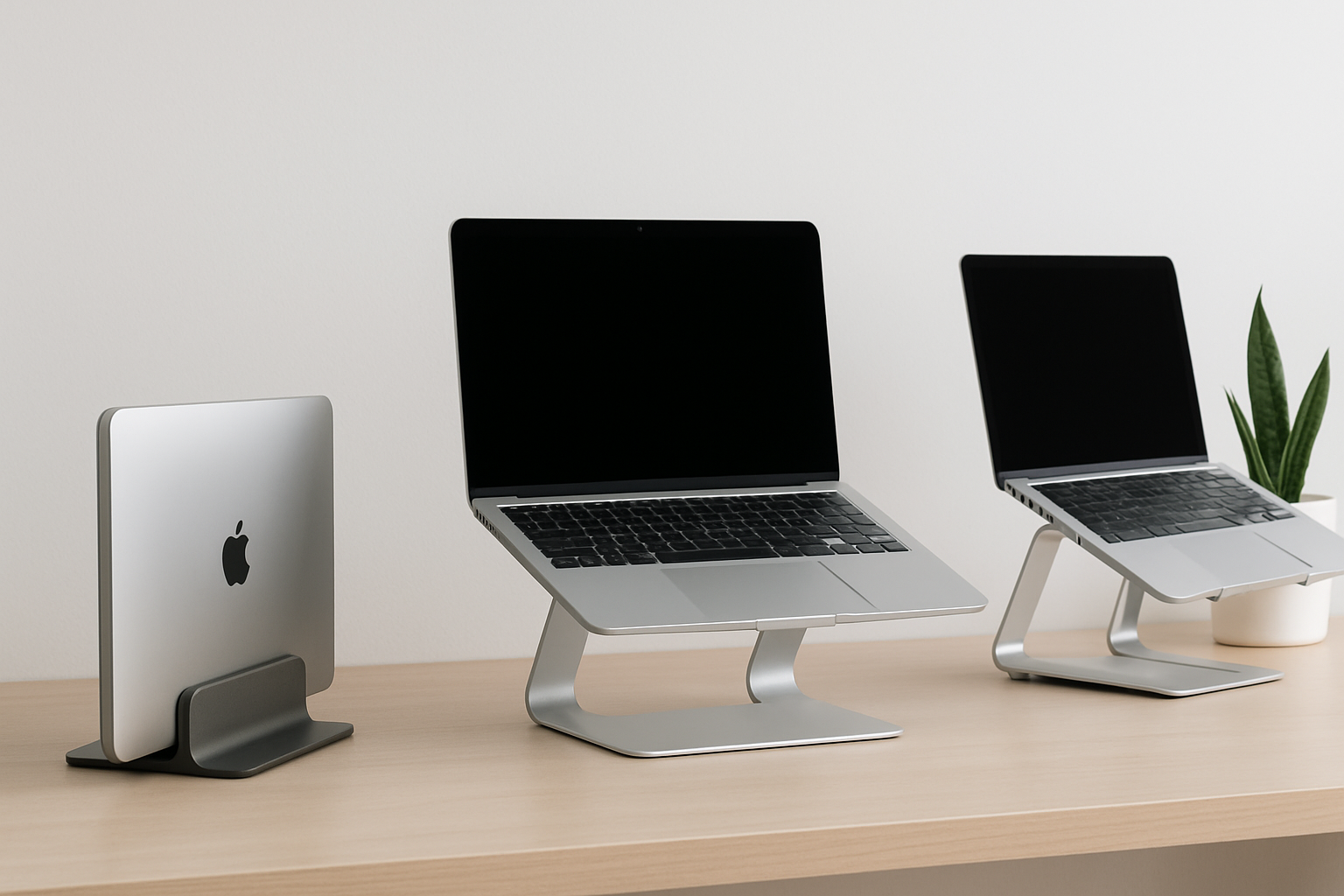 Minimalist laptop stands for ergonomic desk setups