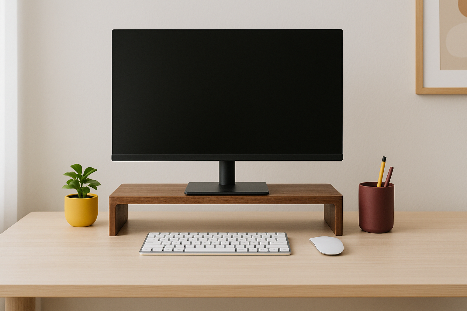 Minimalist monitor stands for ergonomic desk setups