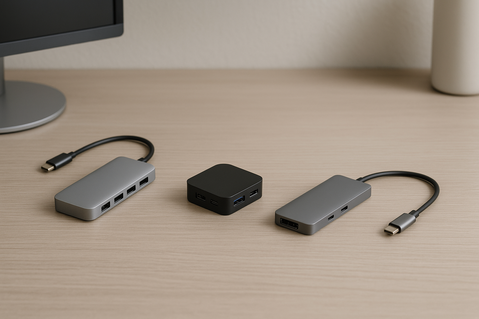 Minimalist USB hubs and multiport adapters for home offices