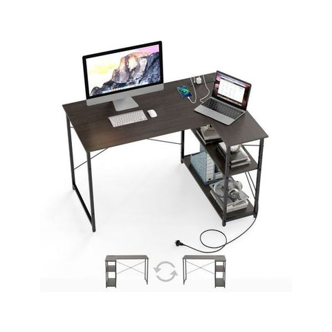 Computer Desk With Reversible Adjustable Storage Shelves
