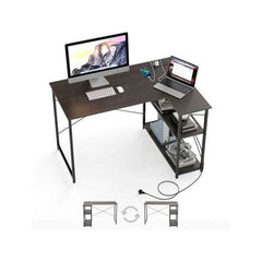 Computer Desk With Reversible Adjustable Storage Shelves
