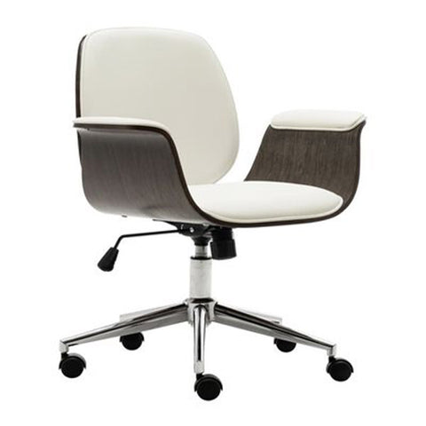Office Chair White Bent Wood And Faux Leather
