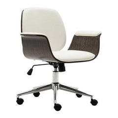 Office Chair White Bent Wood And Faux Leather