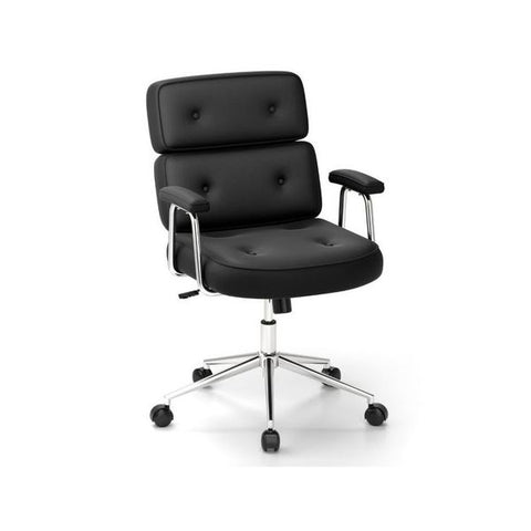 Leather Upholstered Office Chair With Button Tufted Back