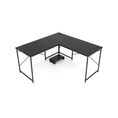 Reversible L Shaped Desk With Built In Power Strip And Removable Host