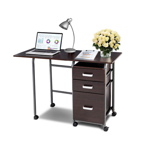 Rolling Computer Desk For Small Space With Drawers Universal Wheels